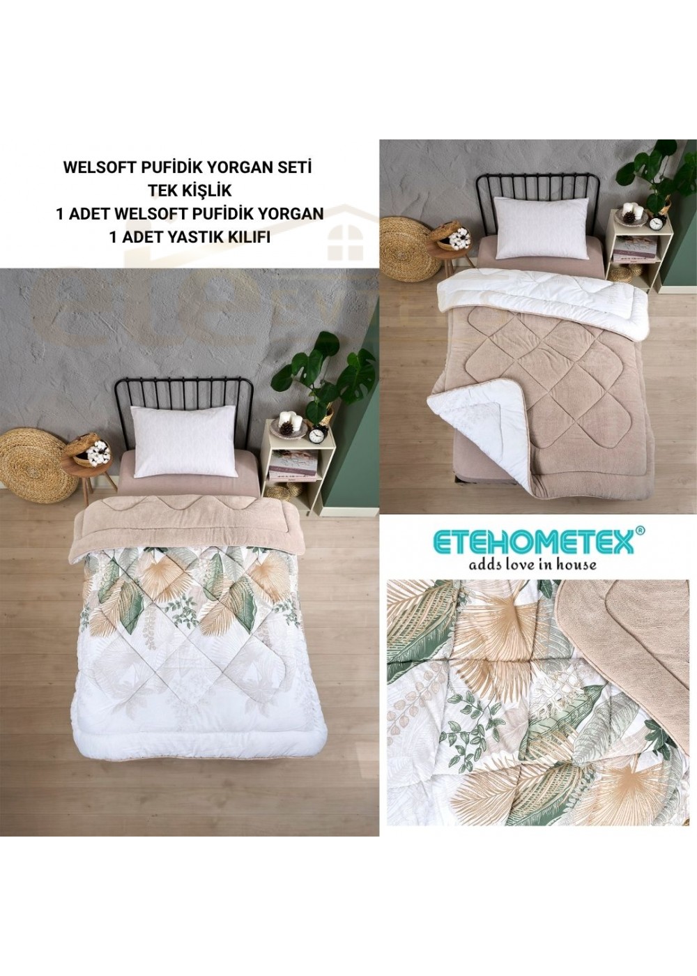 ETE HOMETEX TEK KİŞİLİK LÜX WELSOFT YORGAN ALENA BEJ 155X215CM 8696474231859 ETE HOMETEX TEK KİŞİLİK LÜX WELSOFT YORGAN ALENA BEJ 155X215CM 8696474231859